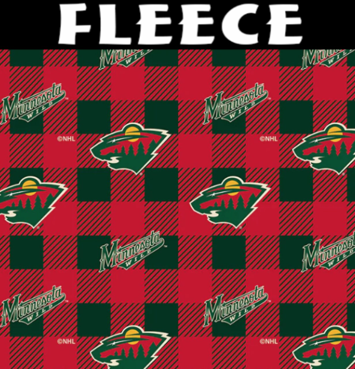 Licensed NHL Minnesota Wild Buffalo Plaid Fleece 1190-WLD Fabric by the Yard